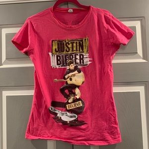 Justin Bieber pink Believe Tour shirt